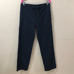 Zara Pants Womens XS Straight Leg Denim Drawstring High Rise Relaxed  4676/249